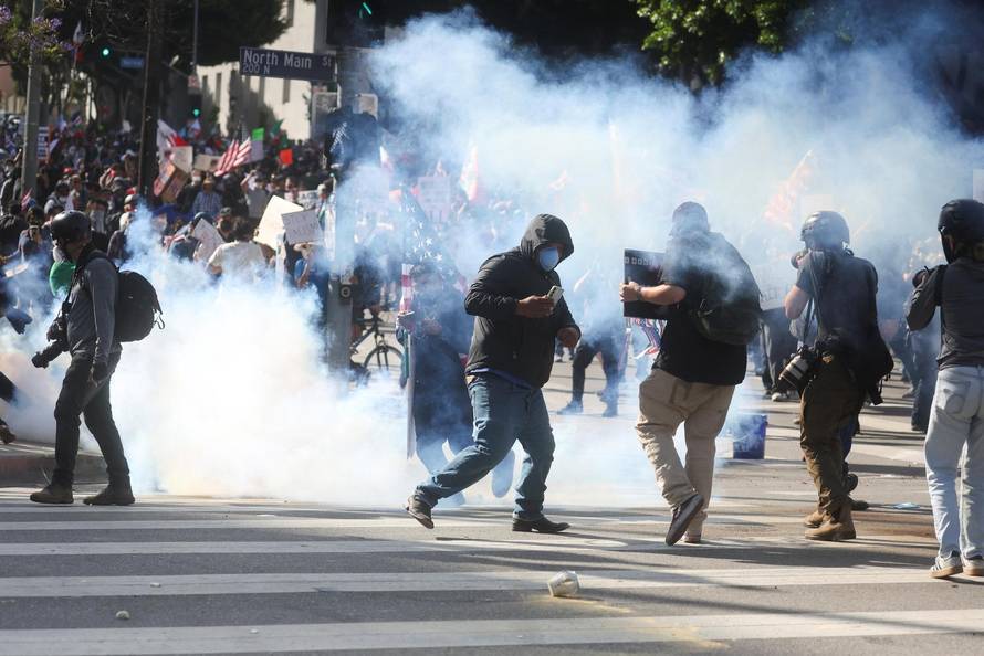 Protest against federal immigration sweeps, in Los Angeles