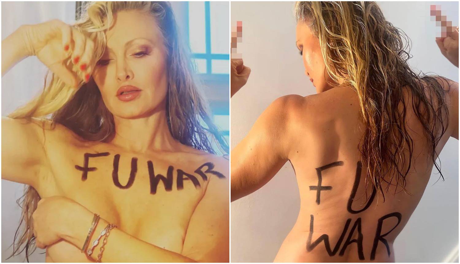 Glumica u znak podrške Ukrajini pozirala potpuno gola, preko grudi i leđa napisala 'Je*eš rat'