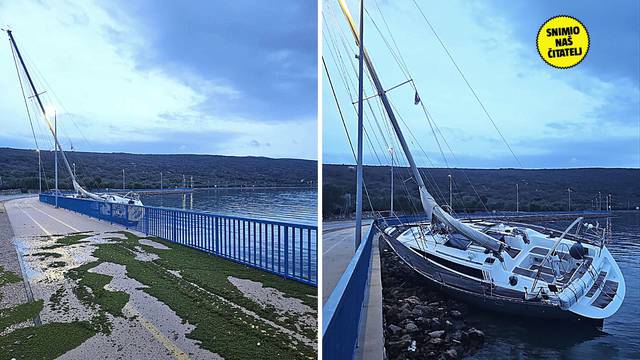 Pogledajte fotke: Olujni vjetar izbacio brod na obalu na Krku!
