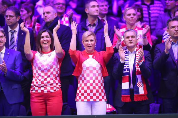 Lille: Predsjednica Kolinda Grabar-Kitarović bodri hrvatsku Davis Cup reprezentaciju