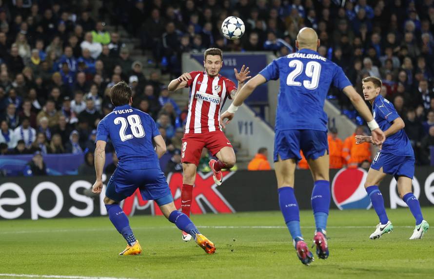 Atletico Madrid's Saul Niguez scores their first goal