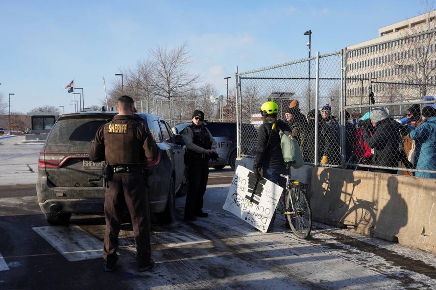 Protest after federal agents fatally shot a man while trying to detain him, in Minneapolis