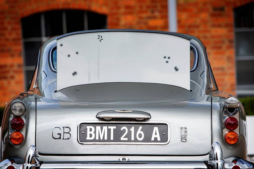 Handout photo of the detail of an original Aston Martin DB5 James Bond car