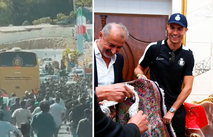 VIDEO Iranci ludi za Ronaldom i Brozovićem! Cristiano prasnuo u smijeh kada je dobio poklon...