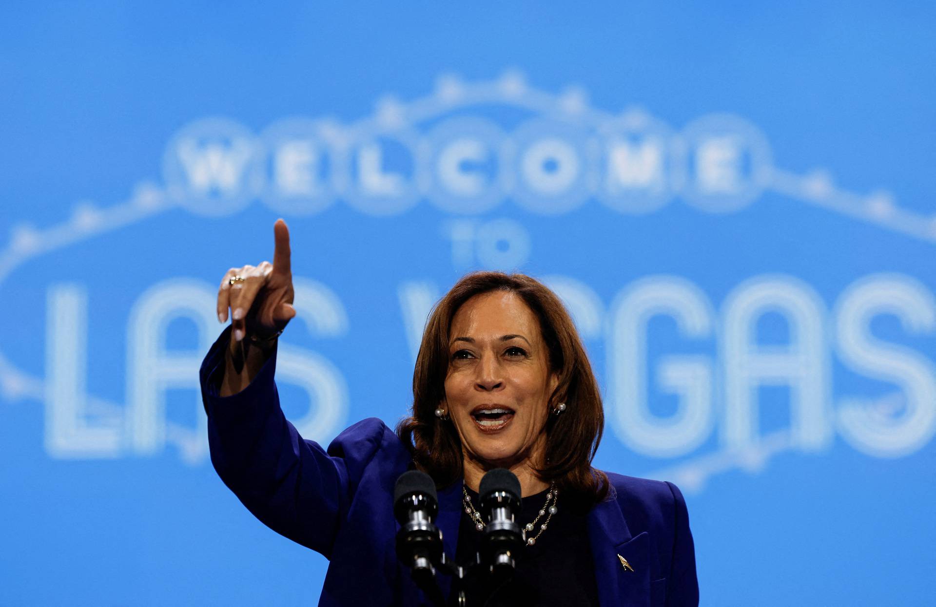 Democratic presidential nominee U.S. Vice President Kamala Harris campaigns in North Las Vegas