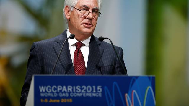 ExxonMobil Chairman and CEO Rex Tillerson speaks during the 26th World Gas Conference in Paris