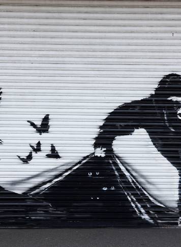 A view of the new Banksy artwork at London Zoo