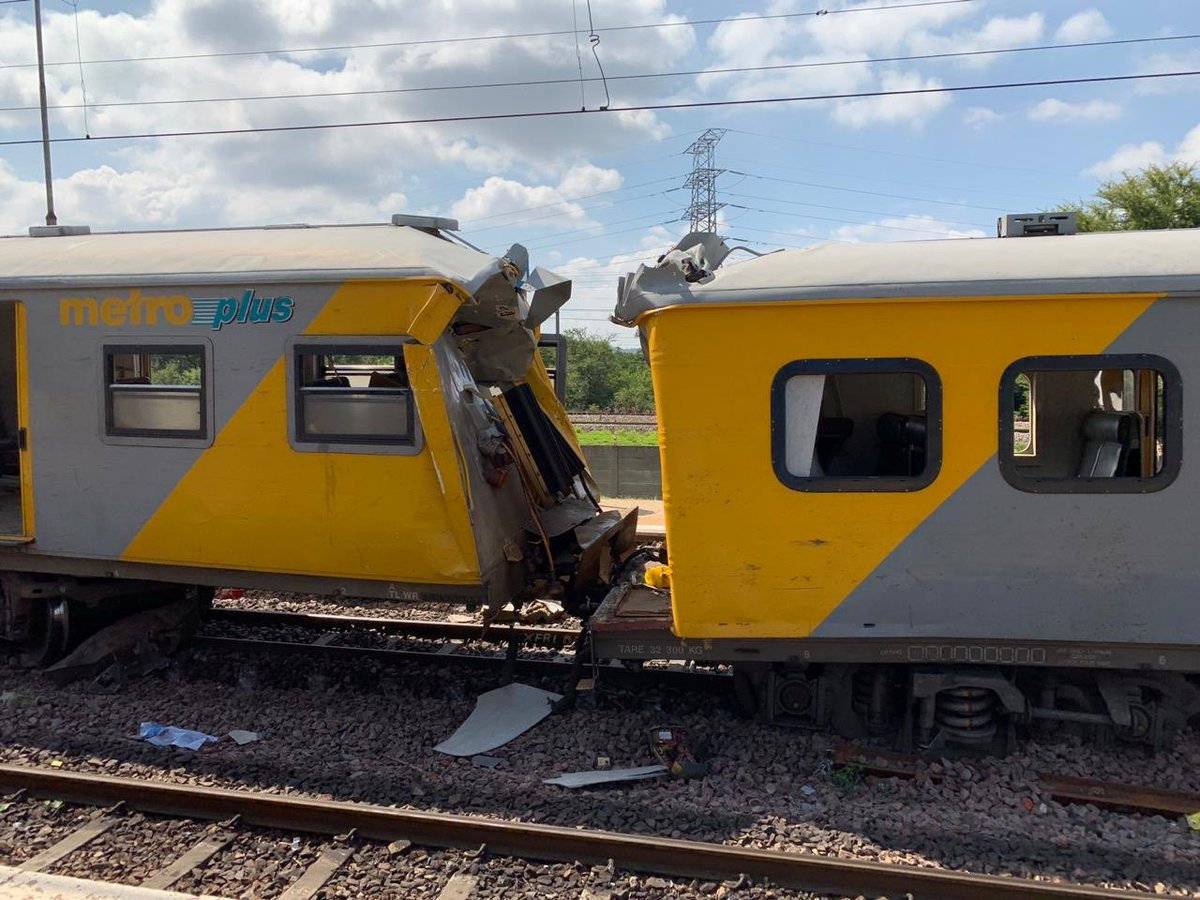 The site of a train crash is seen Pretoria
