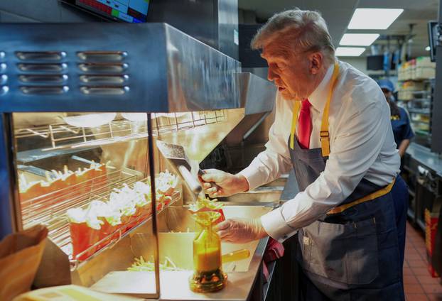 Republican presidential nominee and former U.S. President Trump visits McDonalds in Feasterville-Trevose, Pennsylvania