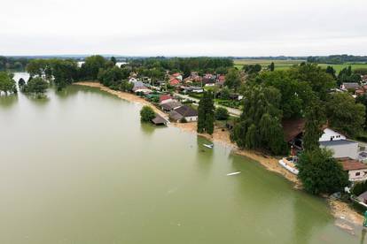 Đelekovec: Pogled iz zraka na posljedice poplave na  jezeru Šoderica 