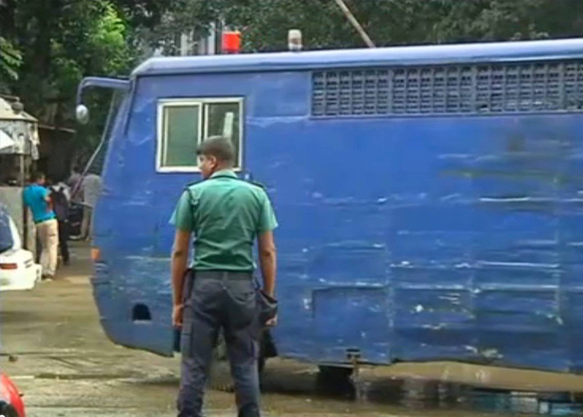 Still frame from video shows a prison van along a street as police stormed the Holey Artisan restaurant after gunmen attacked it and took hostages early on Saturday in Dhaka