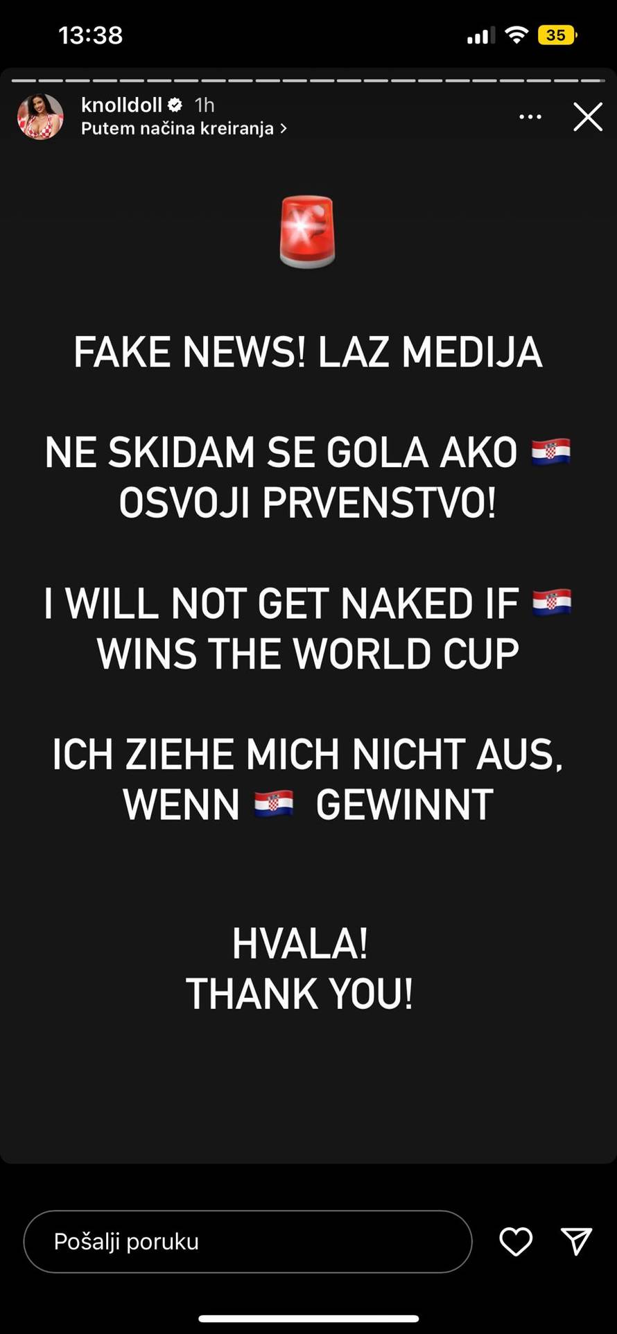 'Ne skidam se ako osvojimo SP'