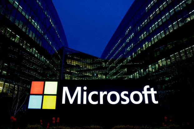 FILE PHOTO: FILE PHOTO: A Microsoft logo is seen in Issy-les-Moulineaux near Paris