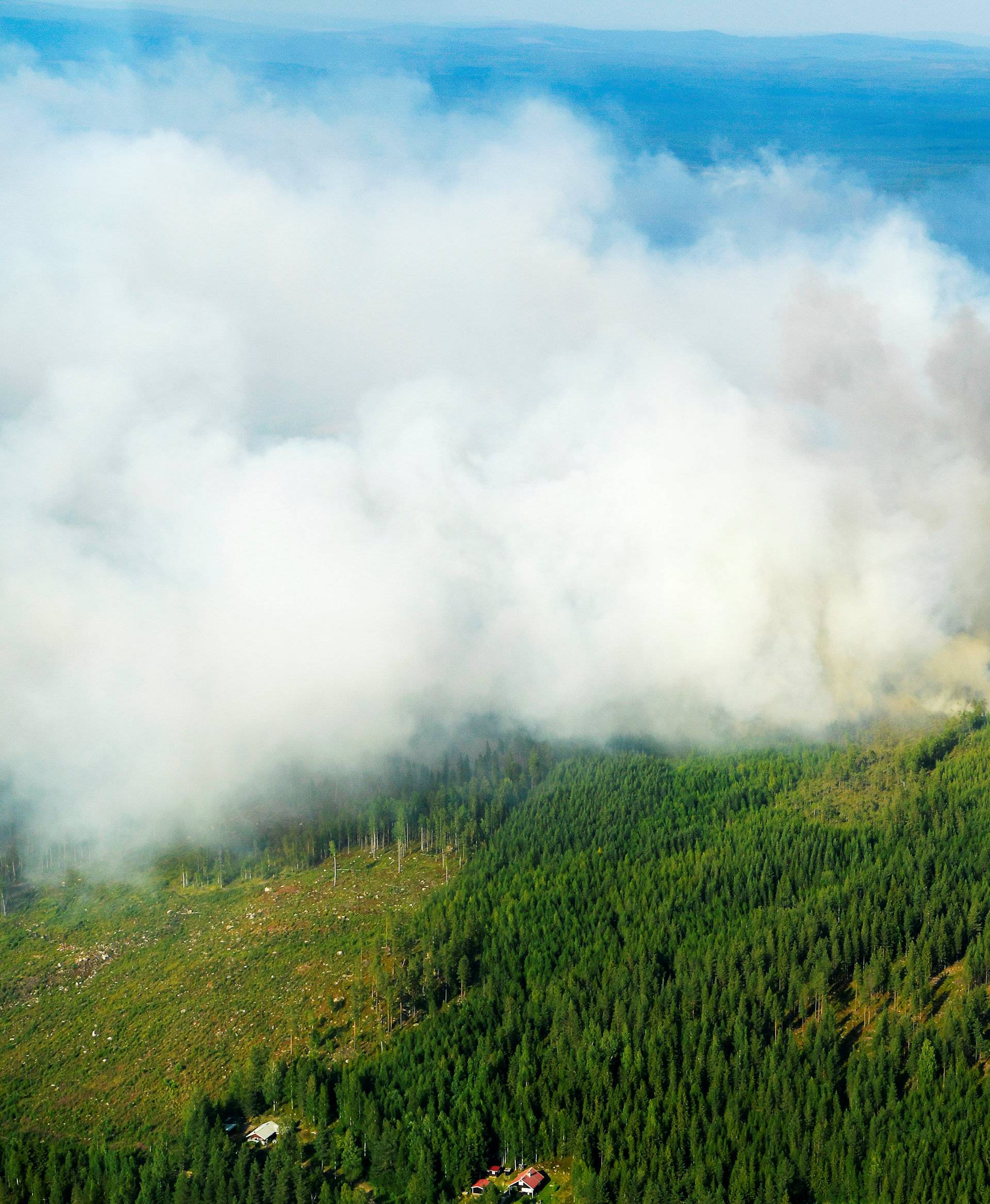 An aerial view of the wildfire outside Ljusdal