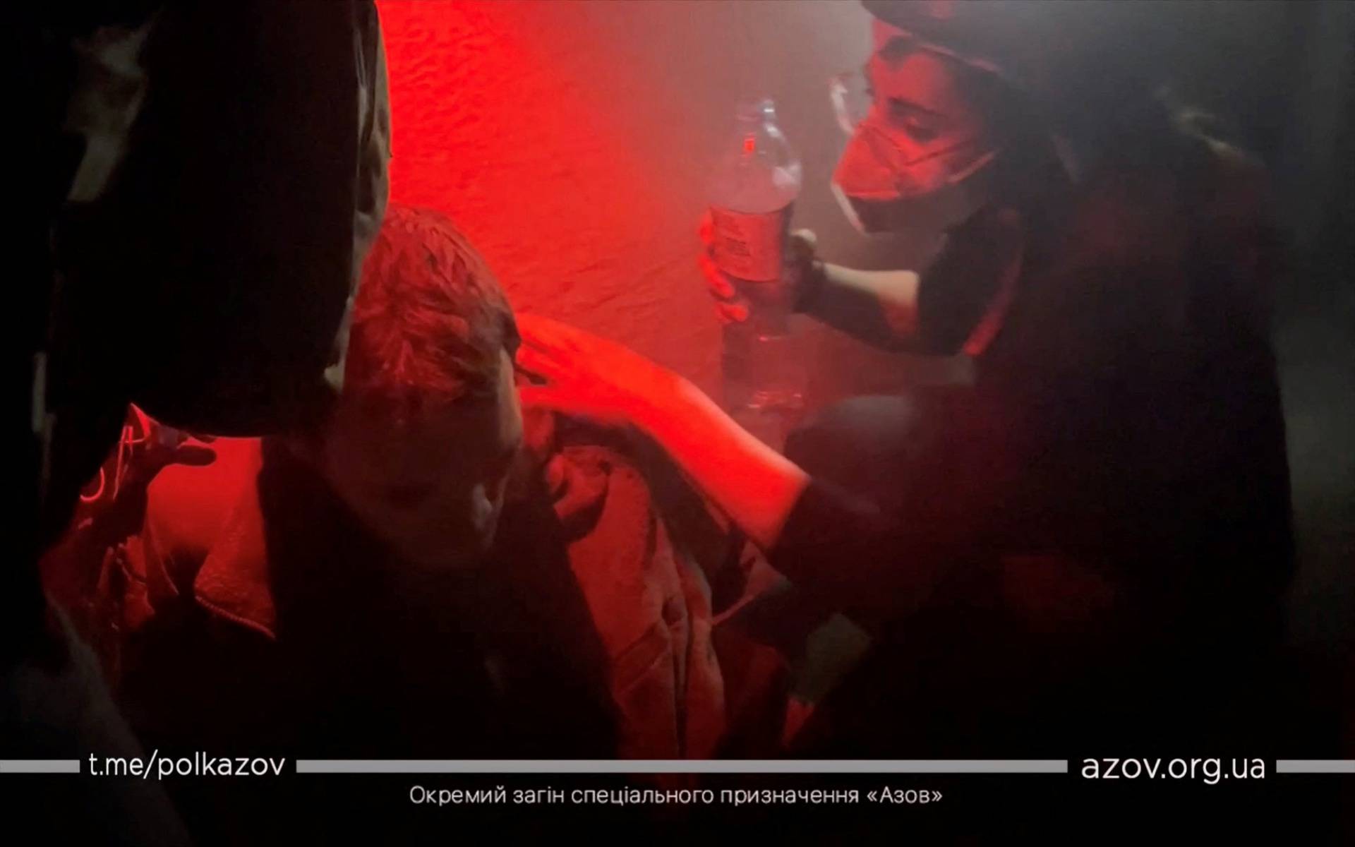 A screen grab obtained from a handout video shows what is said to be the aftermath of Russian bombardment of a military field hospital in Azovstal steelworks in Mariupol