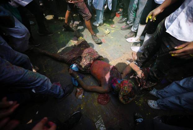 Holi celebration in Kathmandu