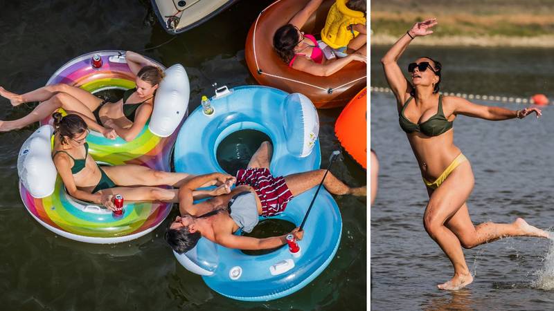 FOTO Gumiranje na Dravi, picigin na Copacabani: Ovako se Osječani hlade po vrućinama!