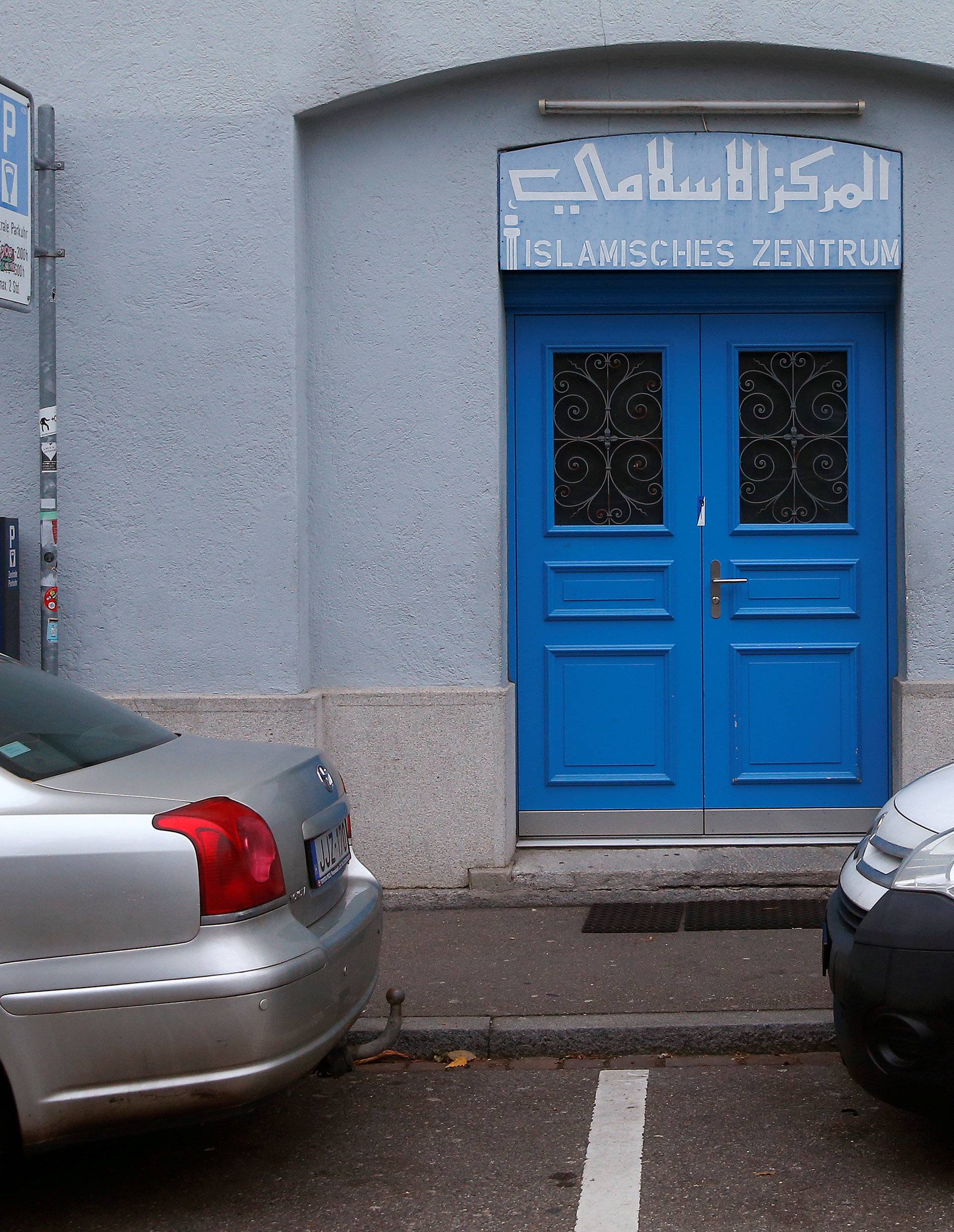 The entrance of the Islamic centre, which was attacked by a gunman, is seen in central Zurich