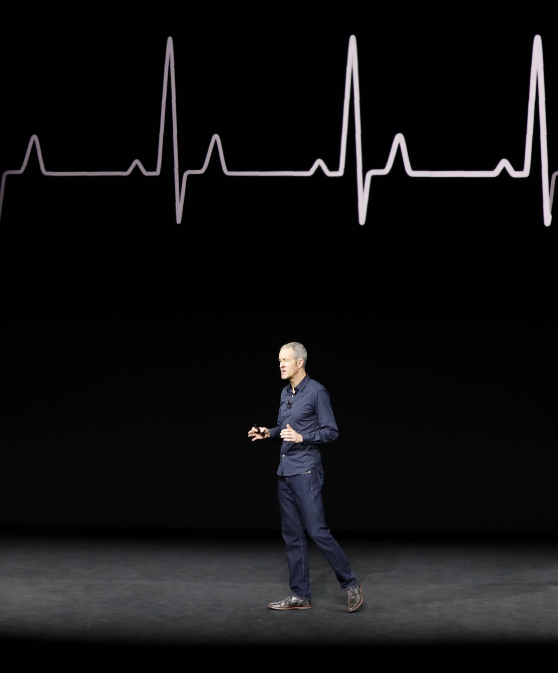 Apple's Williams speaks during a product launch event in Cupertino