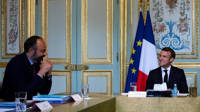 French President Macron meets Presidents of Senate Parliament and CESE in Paris