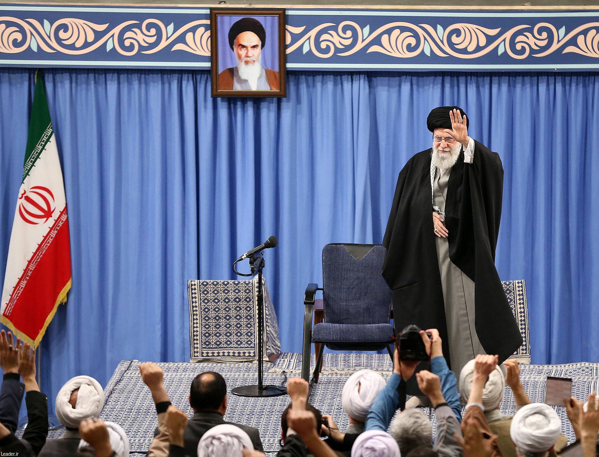 Iran's Supreme Leader Ayatollah Ali Khamenei delivers a speech during a gathering in Tehran