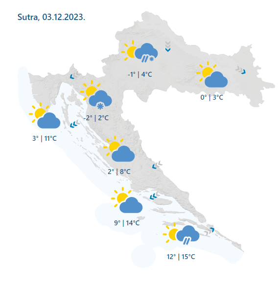 Alarm za cijelu Hrvatsku! Snijeg će padati poslijepodne. U nekim dijelovima bit će ga i 50 cm!