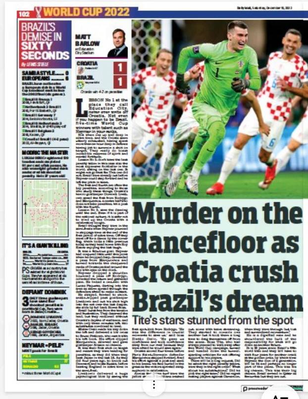 'Vatreni' zauzeli naslovnice stranih medija: Flopacabana; Ubojstvo na plesnom podiju