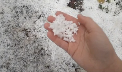 VIDEO Snijeg i led padaju u isto vrijeme u Daruvaru: Pogledajte nalet snježne mećave u gradu