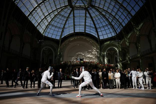 FILE PHOTO: French President Macron visits the Grand Palais venue for Paris 2024 Olympic Games