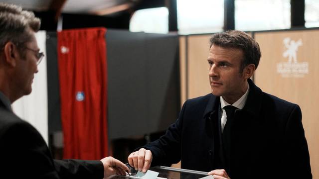 French President Emmanuel Macron votes in Le Touquet
