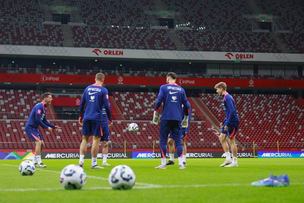 Varšava: Trening nogometaša Hrvatske uoči utakmice protiv Poljske