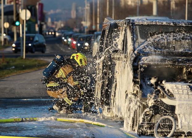 Zagreb: Požar kombi vozila na  Aveniji Većeslava Holjevca
