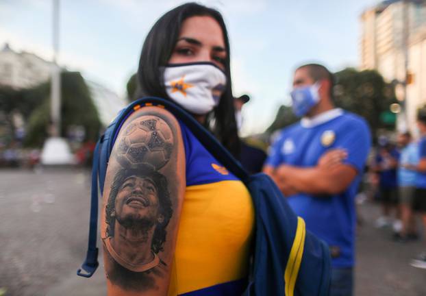 Argentines protest to demand justice after the death of soccer legend Diego Armando Maradona, in Buenos Aires