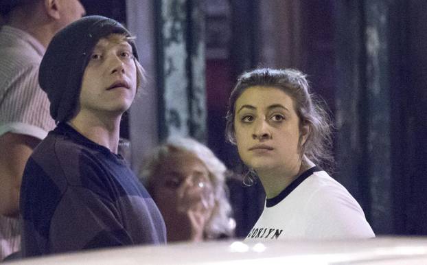 EXCLUSIVE Rupert Grint having a drink with Iwan Rheon, Rheon's girlfriend Zoe Grisedale and friends at a bar in Kraków