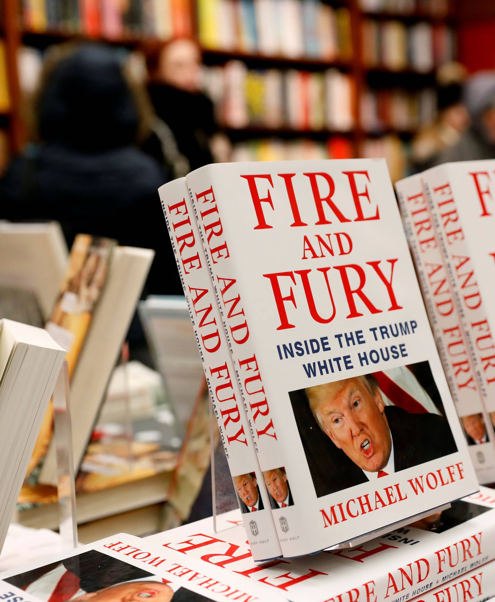 Copies of the book "Fire and Fury: Inside the Trump White House" by author Michael Wolff are seen at the Book Culture book store in New York