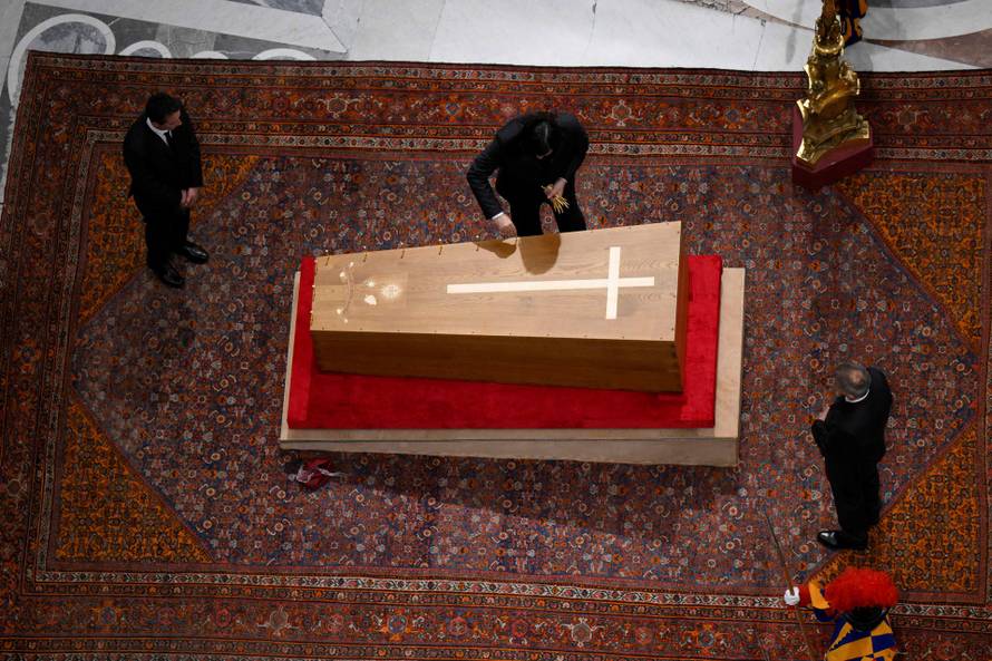 Casket of Pope Francis is sealed ahead of his funeral at the Vatican