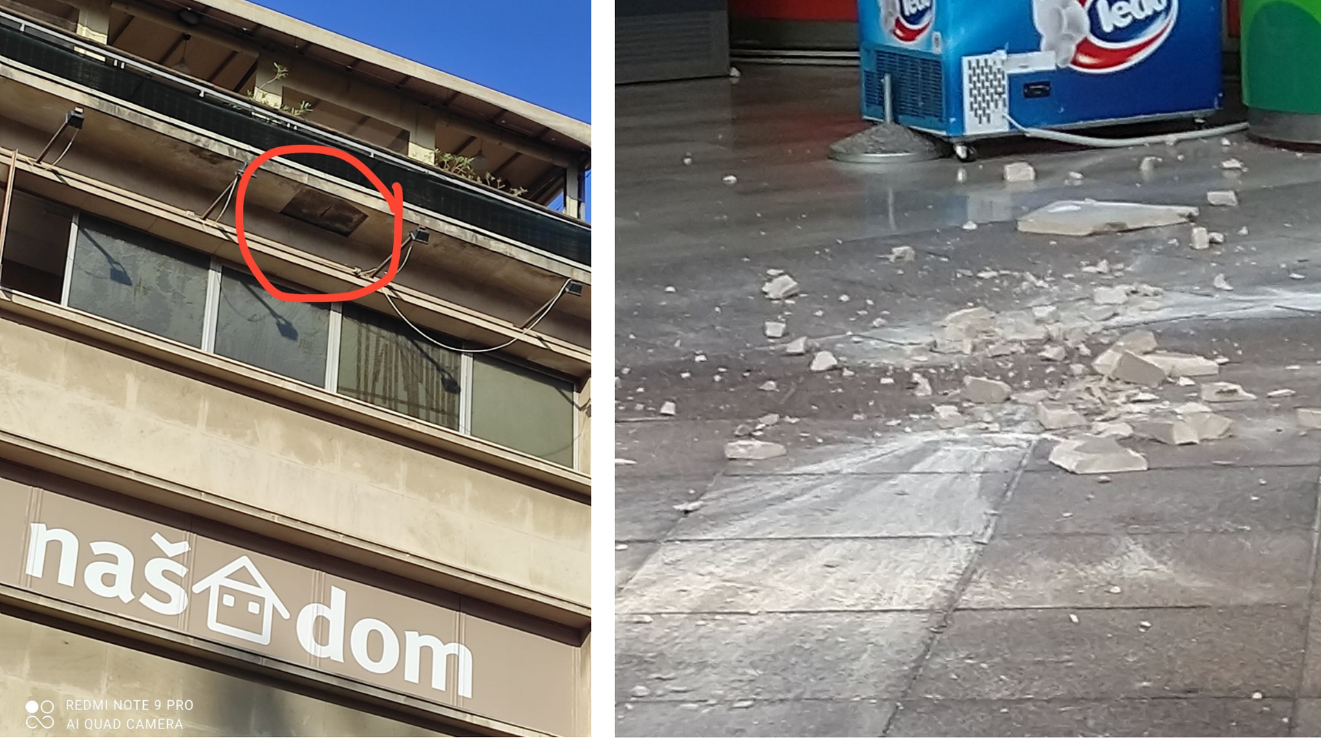 Odlomio se komad betona na riječkom Korzu: 'Sreća pa nije palo na nikog, ubilo bi ga'