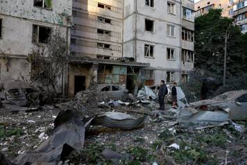 Aftermath of a Russian missile and drone attack in Kyiv