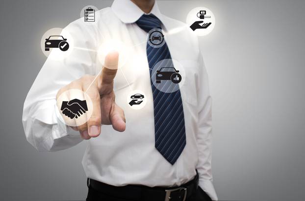 Businessman,Working,With,Modern,Virtual,Technology,,Hand,Touching,,car,Sale