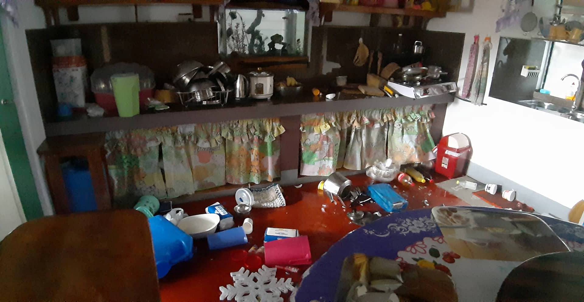 Objects are strewn on the floor in a house after an earthquake struck the Batanes Province, in northern Philippines