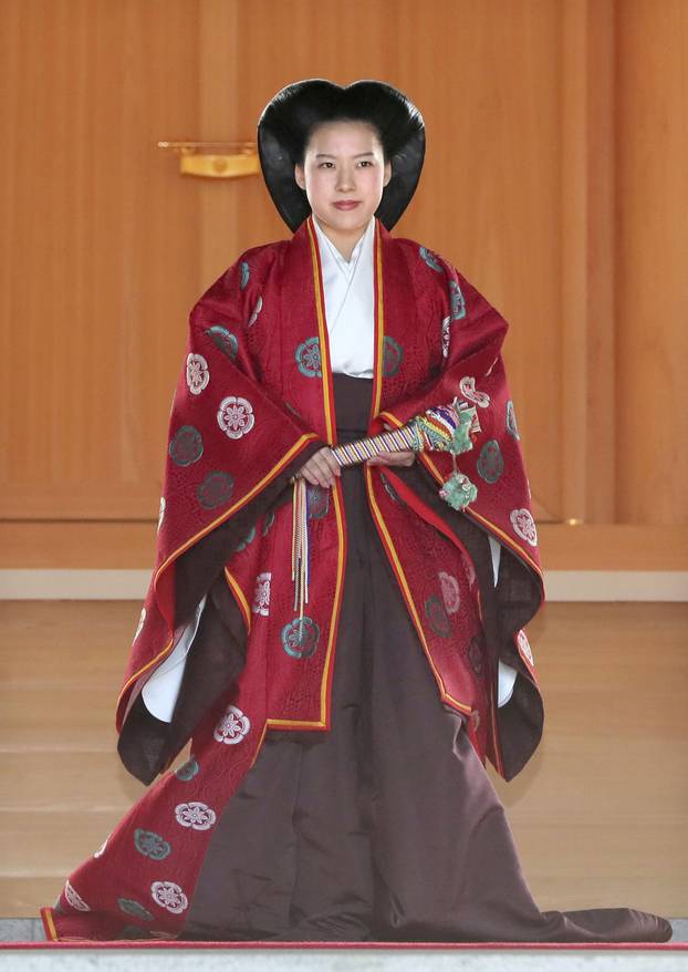 Japanese Princess Ayako is  pictured after her wedding ceremony at the Meiji Shrine in Tokyo
