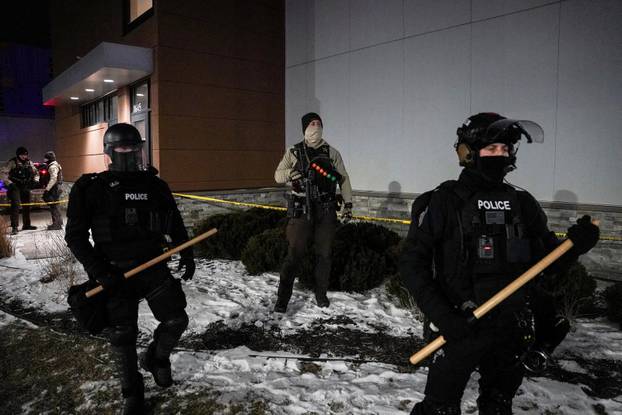 Protest outside the hotel where Bovino, who has been removed from his role, is reportedly staying, in Maple Grove