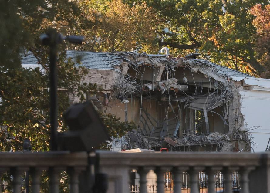 Ongoing construction on the East Wing of the White House, where U.S. President Donald Trump’s proposed ballroom is being built, in Washington, D.C.