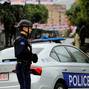 FILE PHOTO: Kosovo police officer patrols in North Mitrovica