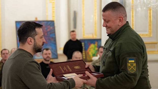 Ukraine's President Zelenskiy awards former UAF Commander in Chief Zaluzhnyi with the Hero of Ukraine Gold Star in Kyiv