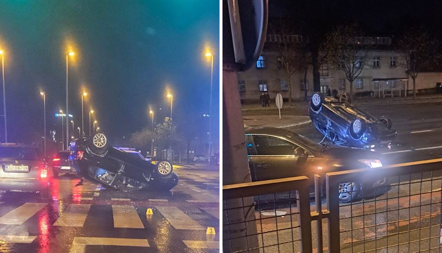 FOTO Sudarila se tri automobila u Zagrebu: Jedan je na krovu