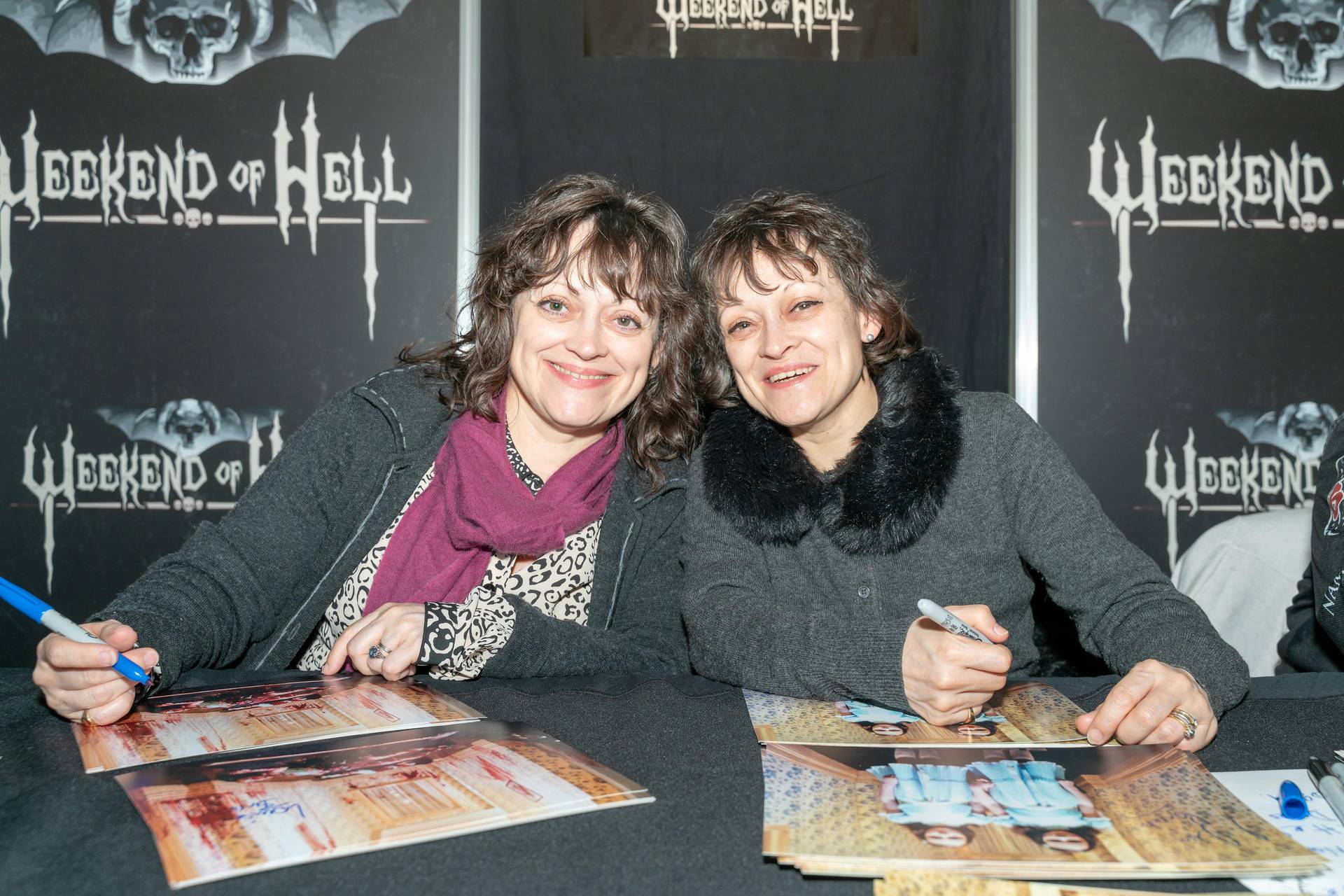 DORTMUND, GERMANY - April 13th 2018: Lisa & Louise Burns (twins, the Grady Girls in The Shining movie) at Weekend of Hell Spring Edition 2019