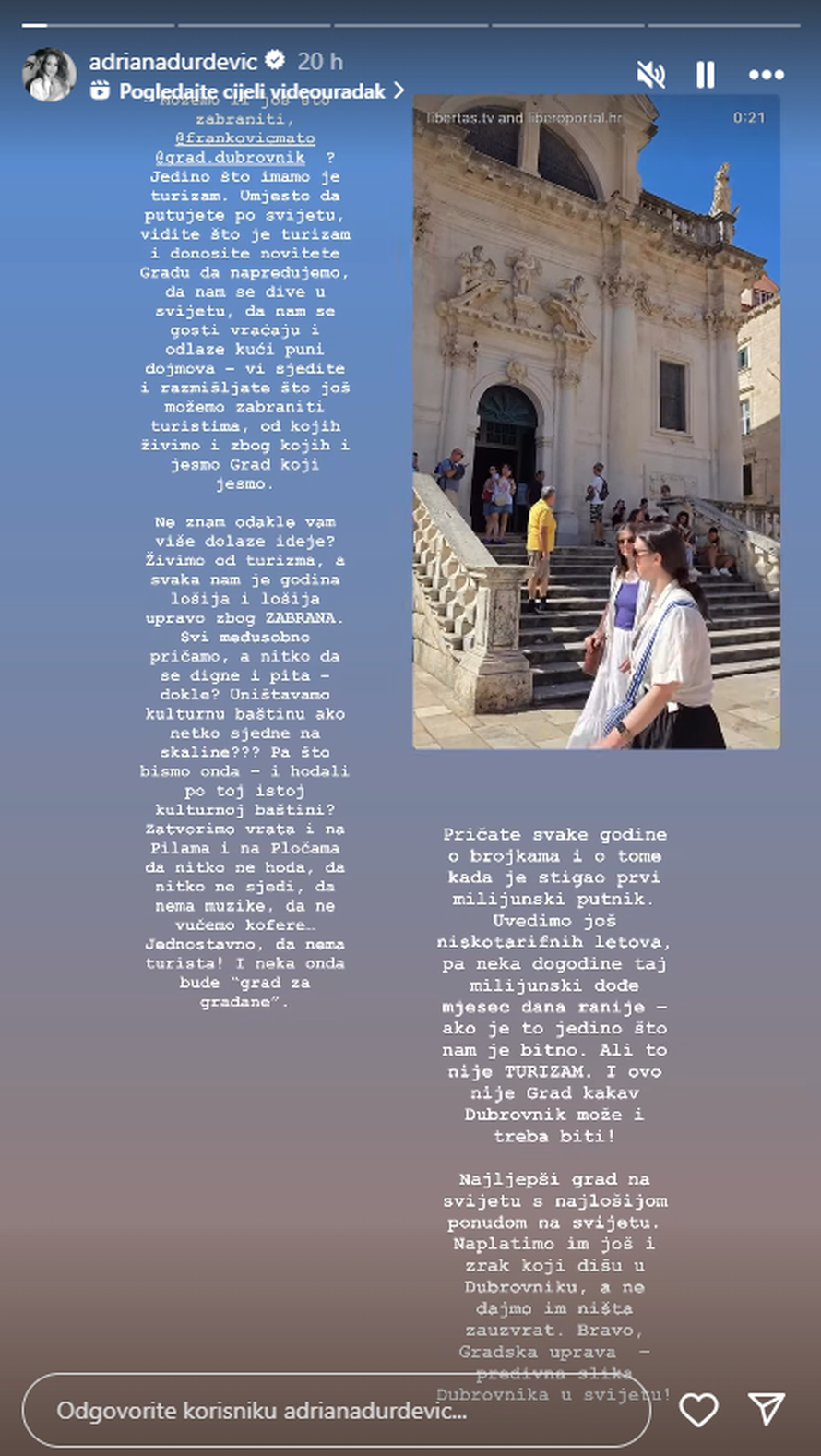 Adriana Ćaleta-Car ljuta zbog odluke dubrovačkih vlasti: 'A možemo li još što zabraniti?'