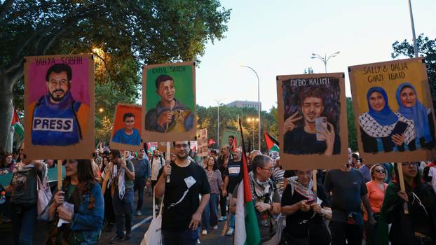 Spanish unions call a general strike in solidarity with Palestinians in Gaza, in Madrid