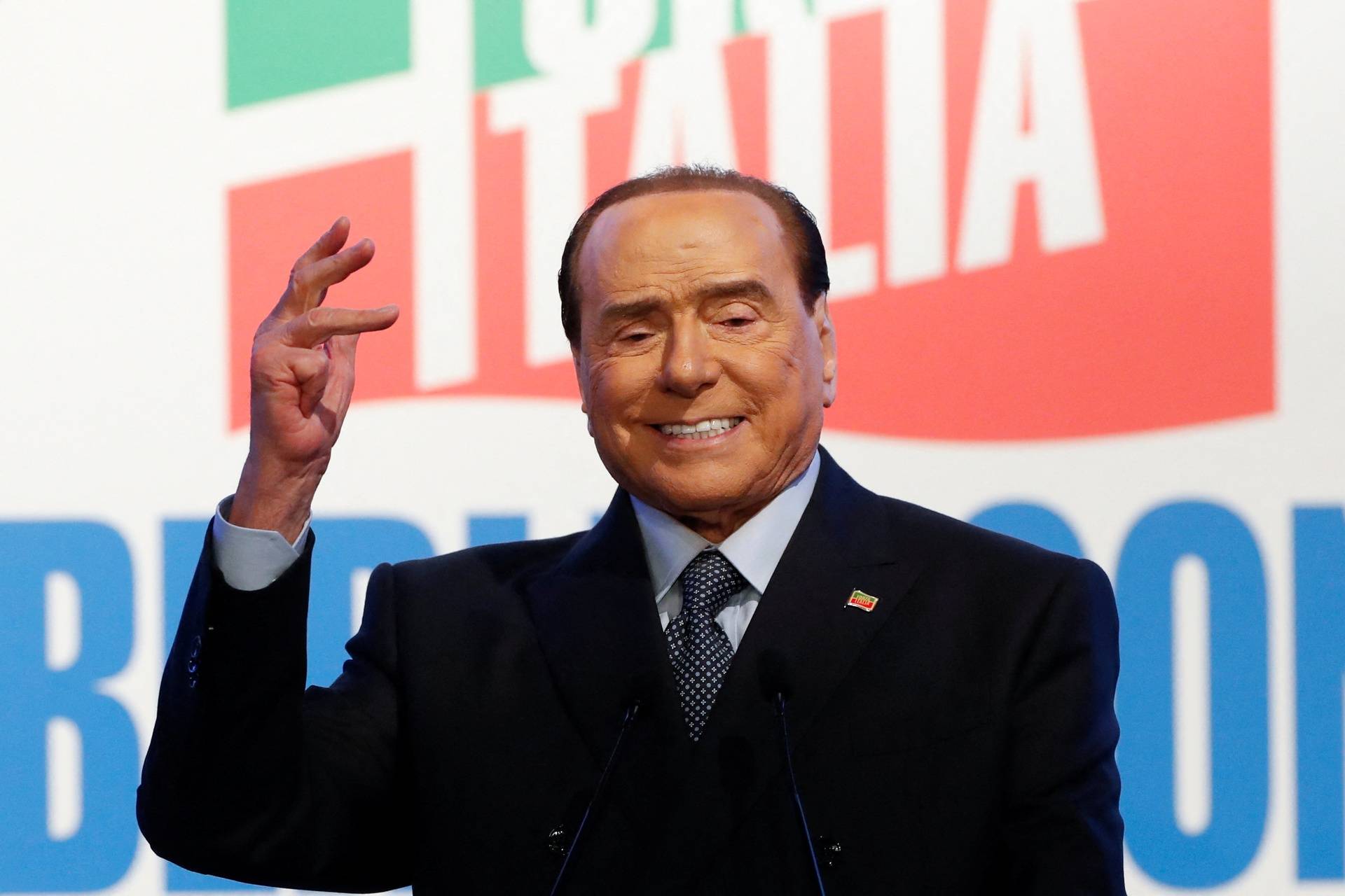 Former Italian PM Berlusconi attends a rally in Rome